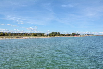Blick auf den Strand in Heiligenhafen,Ostsee,Schleswig-Holstein,Deutschland