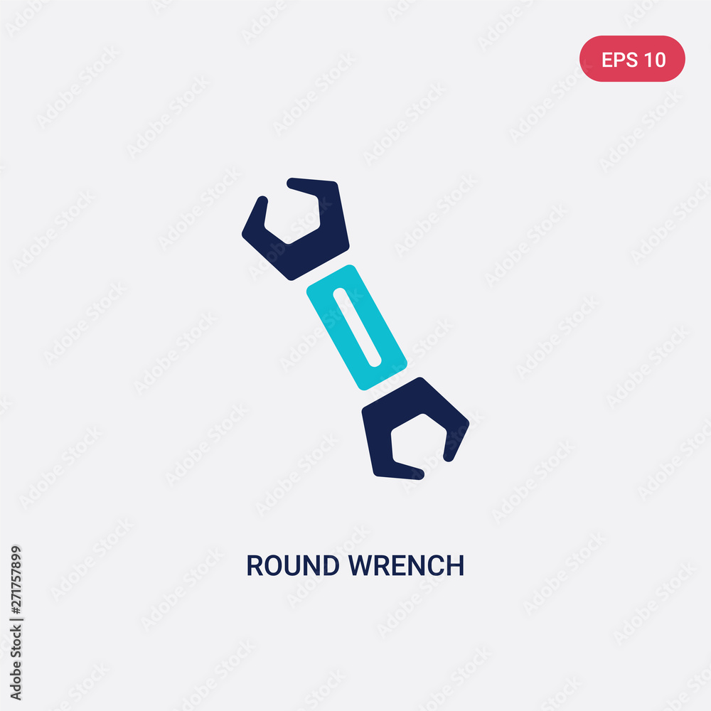 Poster two color round wrench vector icon from construction concept. isolated blue round wrench vector sign