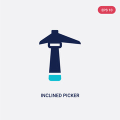 two color inclined picker vector icon from construction concept. isolated blue inclined picker vector sign symbol can be use for web, mobile and logo. eps 10