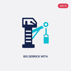 two color big derrick with boxes vector icon from construction concept. isolated blue big derrick with boxes vector sign symbol can be use for web, mobile and logo. eps 10