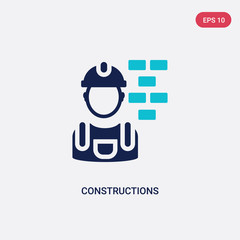 two color constructions vector icon from construction concept. isolated blue constructions vector sign symbol can be use for web, mobile and logo. eps 10
