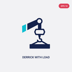 two color derrick with load vector icon from construction concept. isolated blue derrick with load vector sign symbol can be use for web, mobile and logo. eps 10