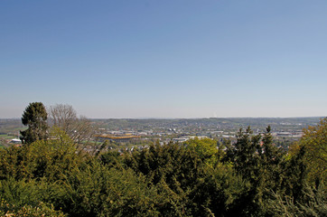 Fototapeta na wymiar View over Aachen City from hill Lousberg