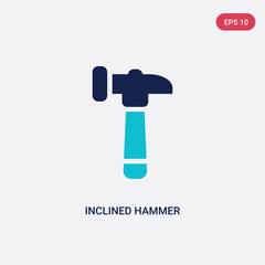 two color inclined hammer vector icon from construction concept. isolated blue inclined hammer vector sign symbol can be use for web, mobile and logo. eps 10