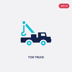 two color tow truck vector icon from construction concept. isolated blue tow truck vector sign symbol can be use for web, mobile and logo. eps 10