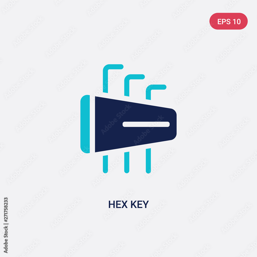 Poster two color hex key vector icon from construction concept. isolated blue hex key vector sign symbol ca