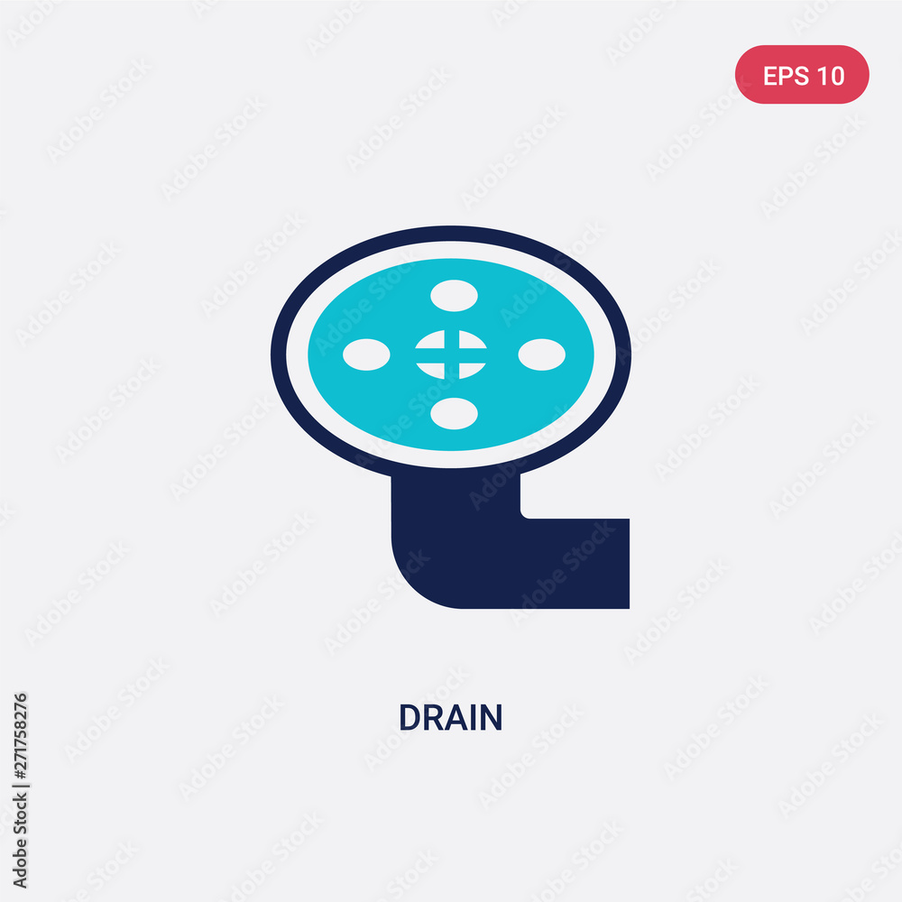 Poster two color drain vector icon from construction and tools concept. isolated blue drain vector sign sym