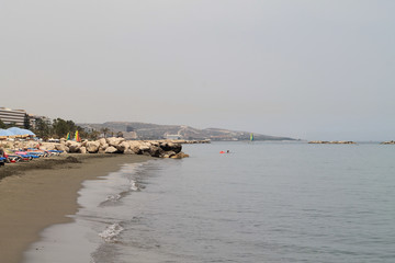 Fototapeta na wymiar Sandy beach on Limassol seafront