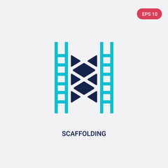 two color scaffolding vector icon from construction and tools concept. isolated blue scaffolding vector sign symbol can be use for web, mobile and logo. eps 10