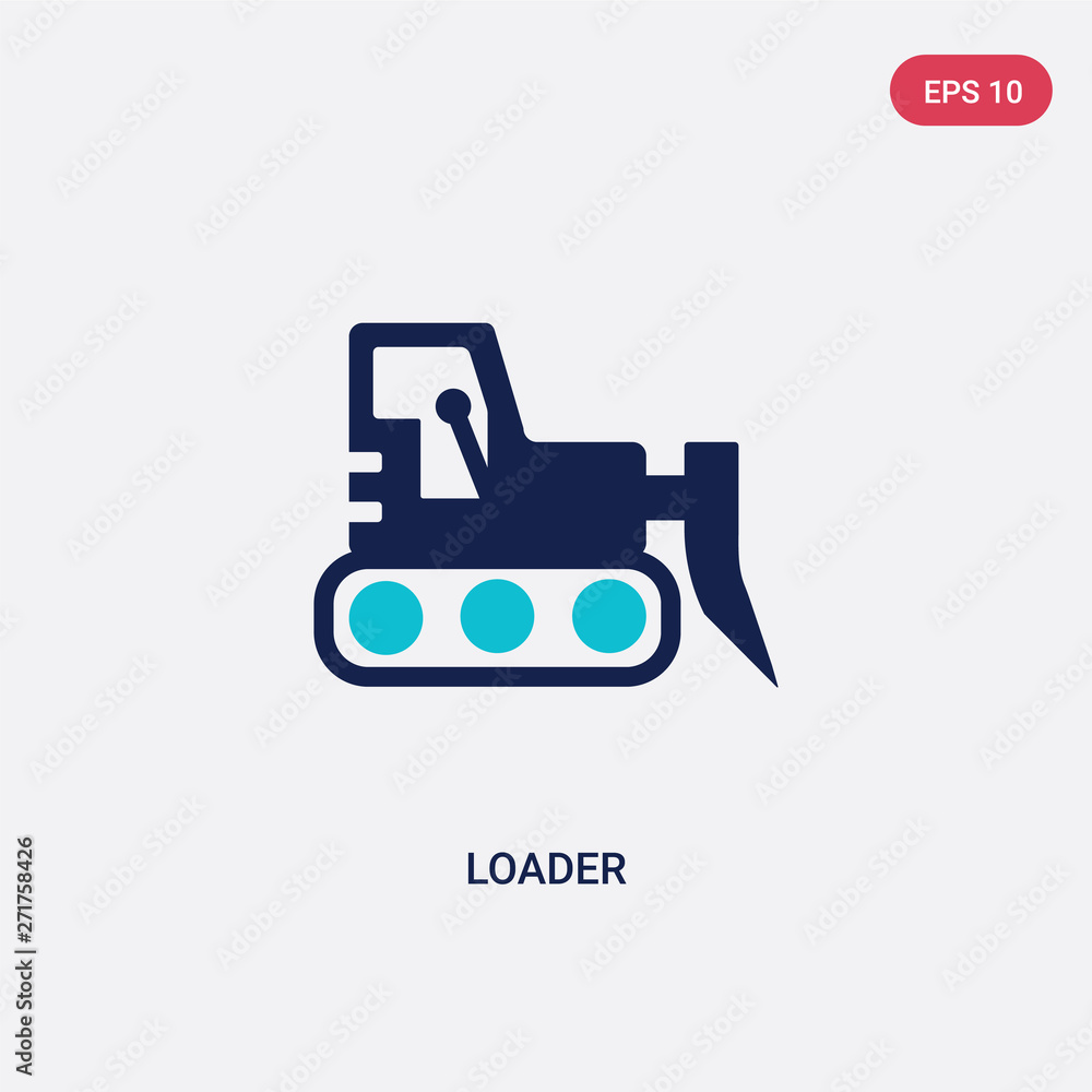 Poster two color loader vector icon from construction tools concept. isolated blue loader vector sign symbo