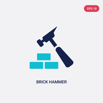 two color brick hammer vector icon from construction concept. isolated blue brick hammer vector sign symbol can be use for web, mobile and logo. eps 10