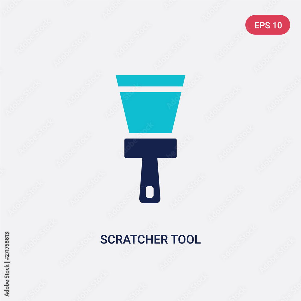 Poster two color scratcher tool vector icon from construction concept. isolated blue scratcher tool vector 