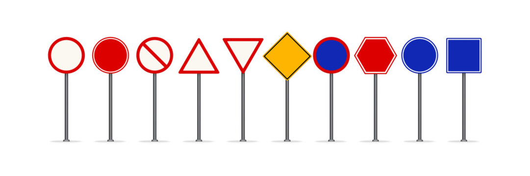 Set of blank road signs vector