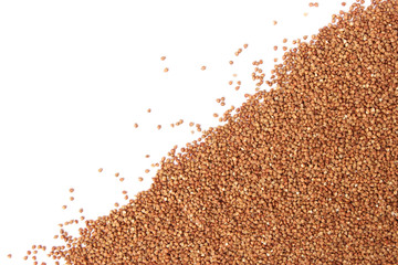 raw buckwheat isolated on white.