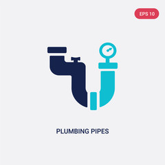 two color plumbing pipes vector icon from construction concept. isolated blue plumbing pipes vector sign symbol can be use for web, mobile and logo. eps 10