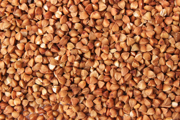 raw buckwheat background top view.