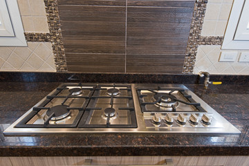 Modern kitchen cooker hob in a luxury apartment