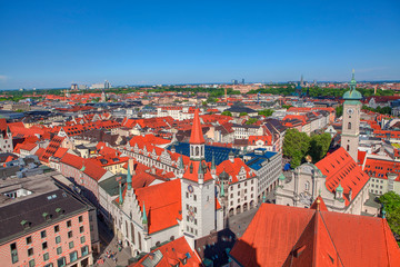 Fototapeta na wymiar Beautiful aerial view of architecture in Munich