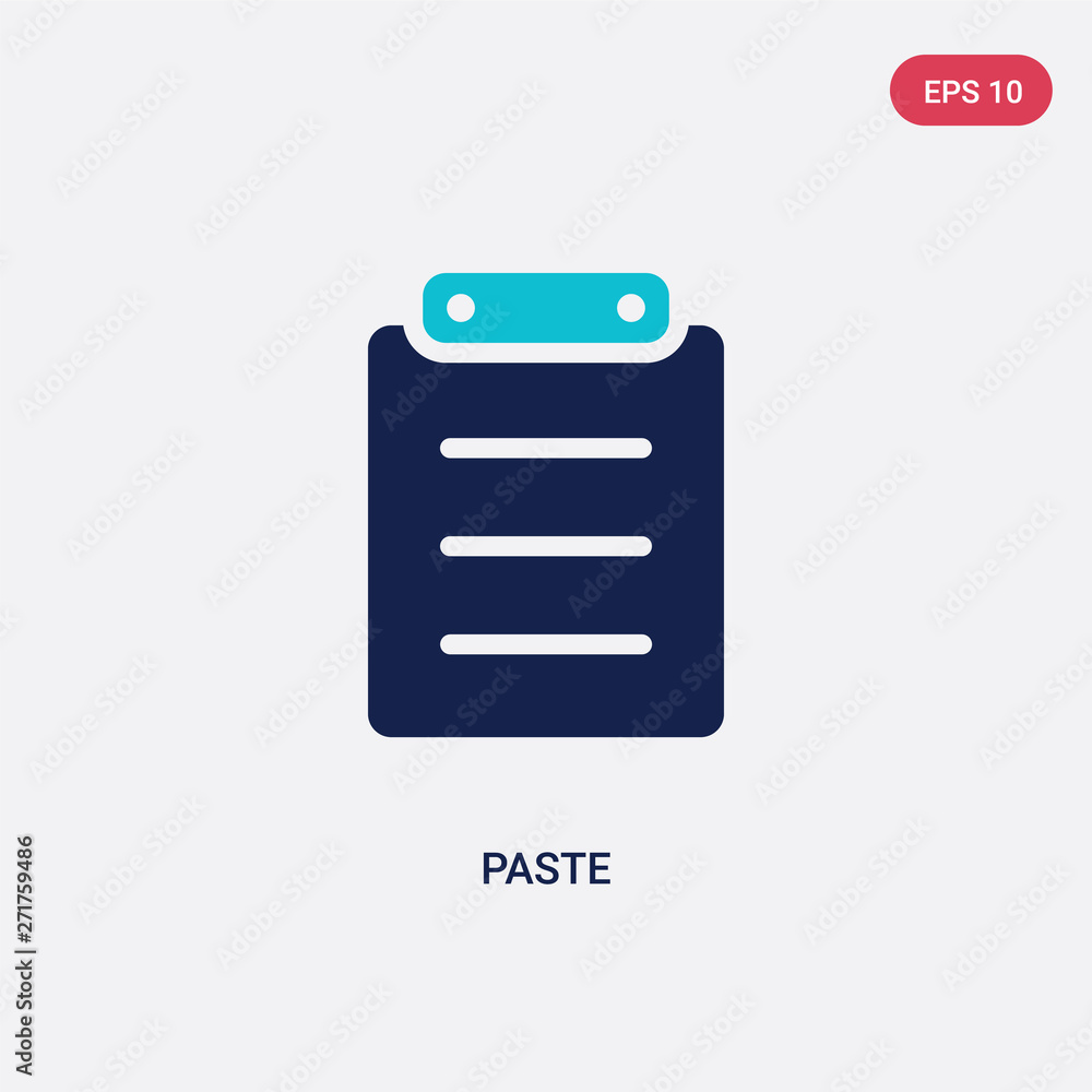 Poster two color paste vector icon from content concept. isolated blue paste vector sign symbol can be use 