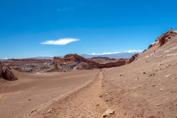 Geological formation in the Valle de la Luna (Valley of the Moon), extreme dry area in Atacama Desert, Chile