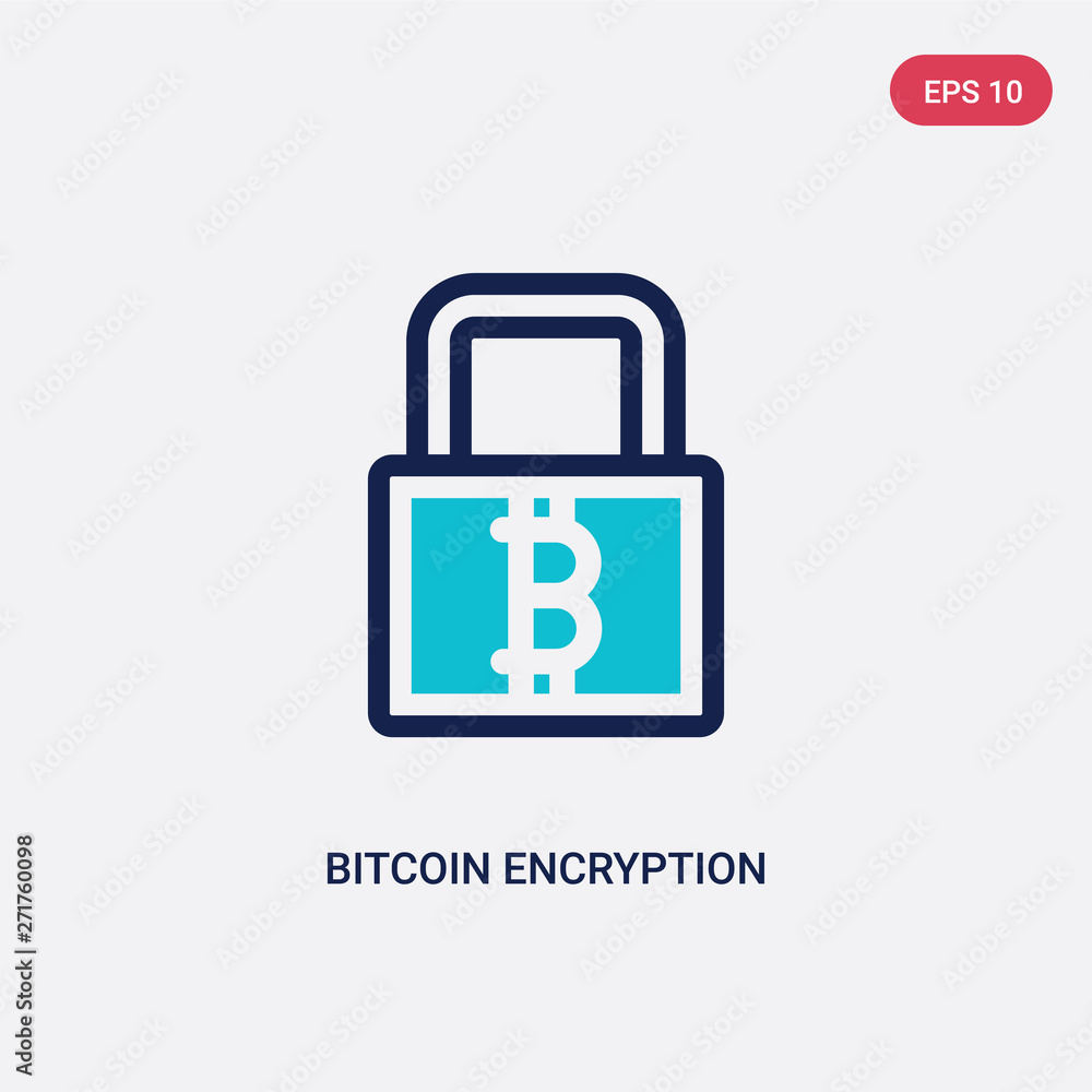 Poster two color bitcoin encryption vector icon from cryptocurrency economy concept. isolated blue bitcoin 