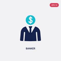 two color banker vector icon from cryptocurrency economy concept. isolated blue banker vector sign symbol can be use for web, mobile and logo. eps 10