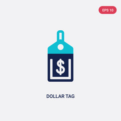 two color dollar tag vector icon from cryptocurrency economy concept. isolated blue dollar tag vector sign symbol can be use for web, mobile and logo. eps 10