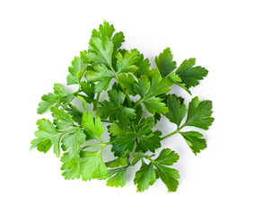 fresh parsley herb isolated on white background. full depth of field