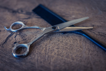 Barber hairdresser tools close up