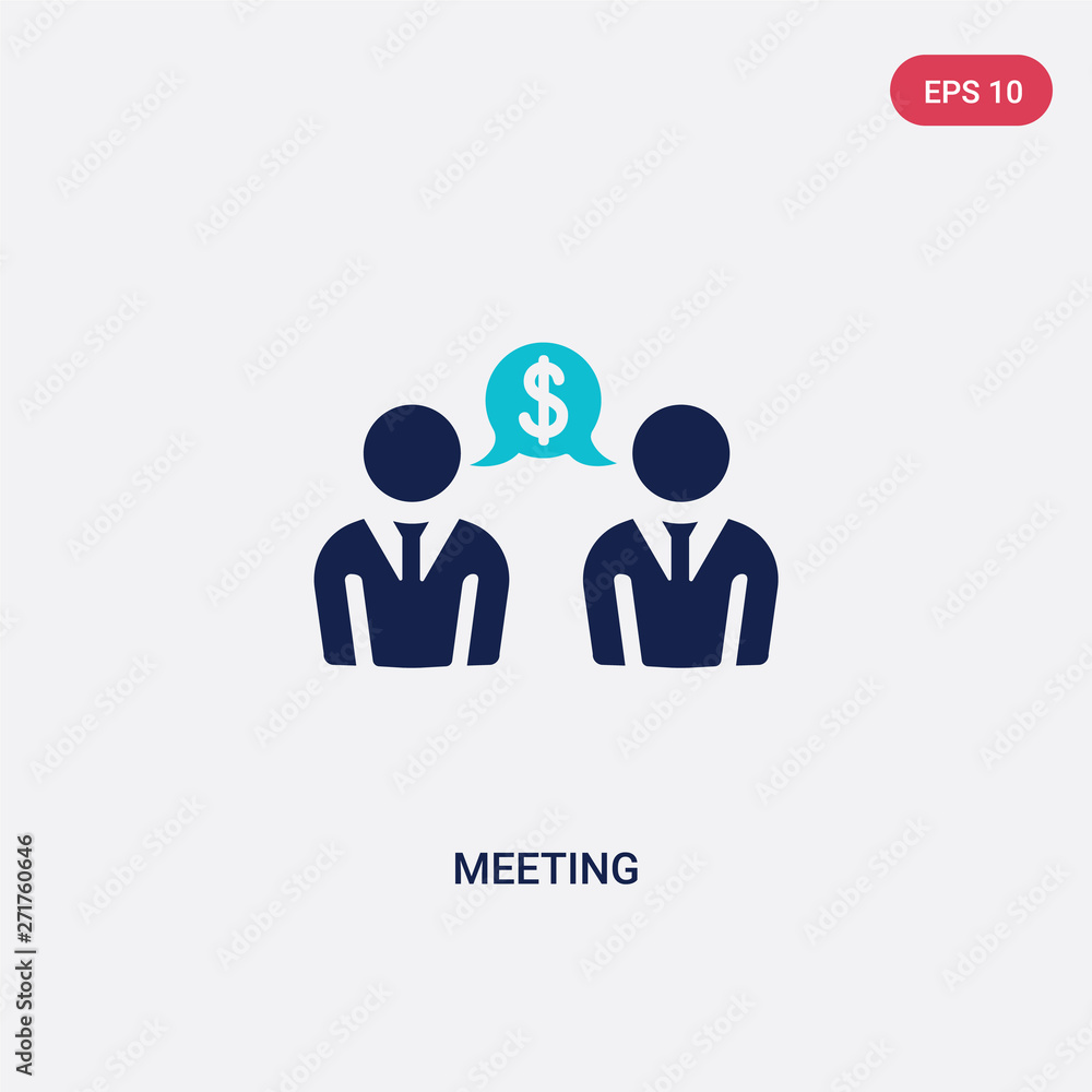 Poster two color meeting vector icon from blockchain concept. isolated blue meeting vector sign symbol can 