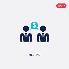 two color meeting vector icon from blockchain concept. isolated blue meeting vector sign symbol can be use for web, mobile and logo. eps 10