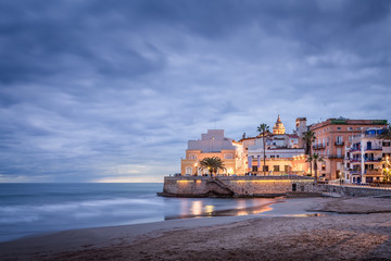 Sitges is a town near Barcelona in Catalunya, Spain. It is famous for its beaches and nightlife.