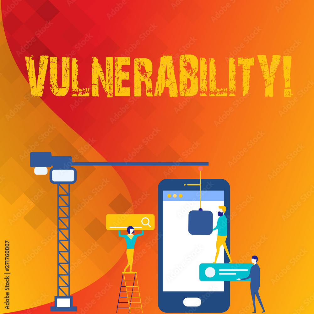 Poster word writing text vulnerability. business photo showcasing information susceptibility systems bug ex