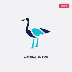 two color australian emu vector icon from culture concept. isolated blue australian emu vector sign symbol can be use for web, mobile and logo. eps 10