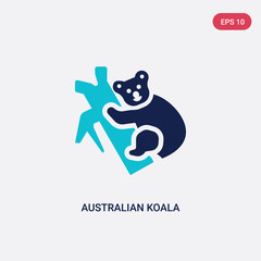 two color australian koala vector icon from culture concept. isolated blue australian koala vector sign symbol can be use for web, mobile and logo. eps 10