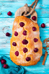 coca de cireres, a cherry flat cake from Catalonia