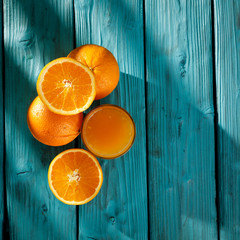Summer fresh orange fruits and shadow space 