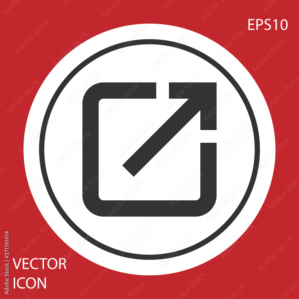 Poster grey open in new window icon isolated on red background. open another tab button sign. browser frame