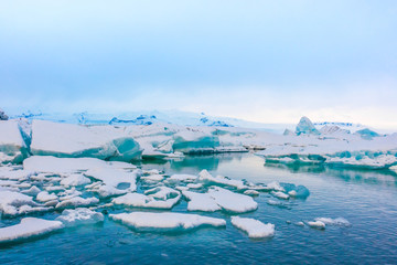 Icebergs in Glacier Lagoon, Iceland .