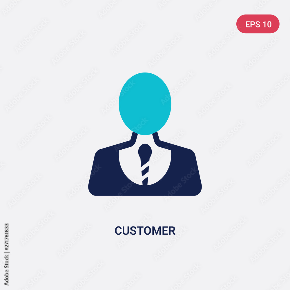 Poster two color customer vector icon from customer service concept. isolated blue customer vector sign sym