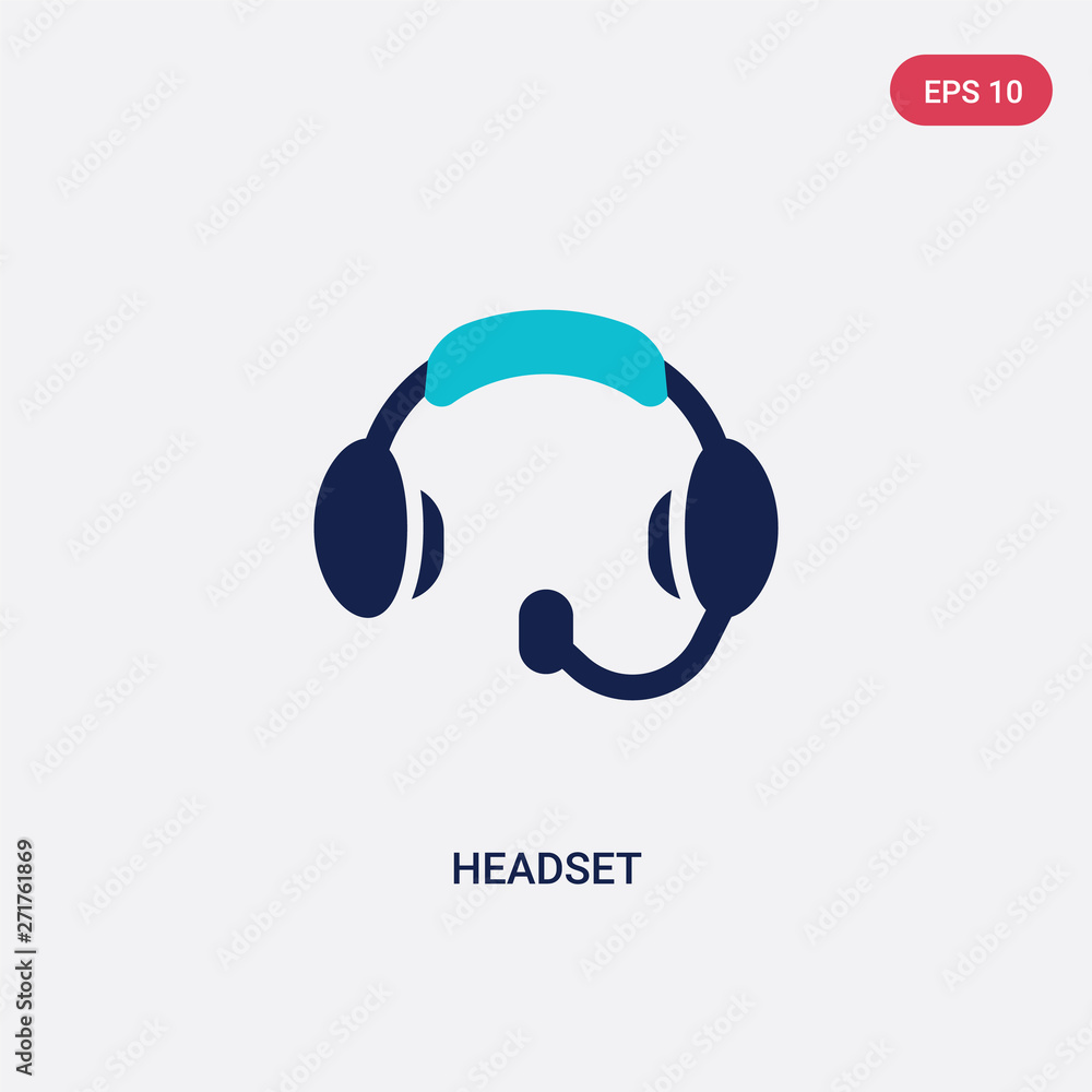 Poster two color headset vector icon from customer service concept. isolated blue headset vector sign symbo