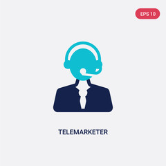 two color telemarketer vector icon from customer service concept. isolated blue telemarketer vector sign symbol can be use for web, mobile and logo. eps 10