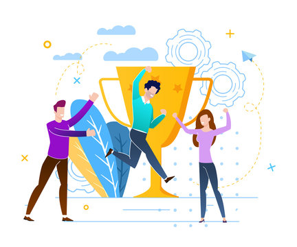 Victory With Prize Fund Vector Illustration. 