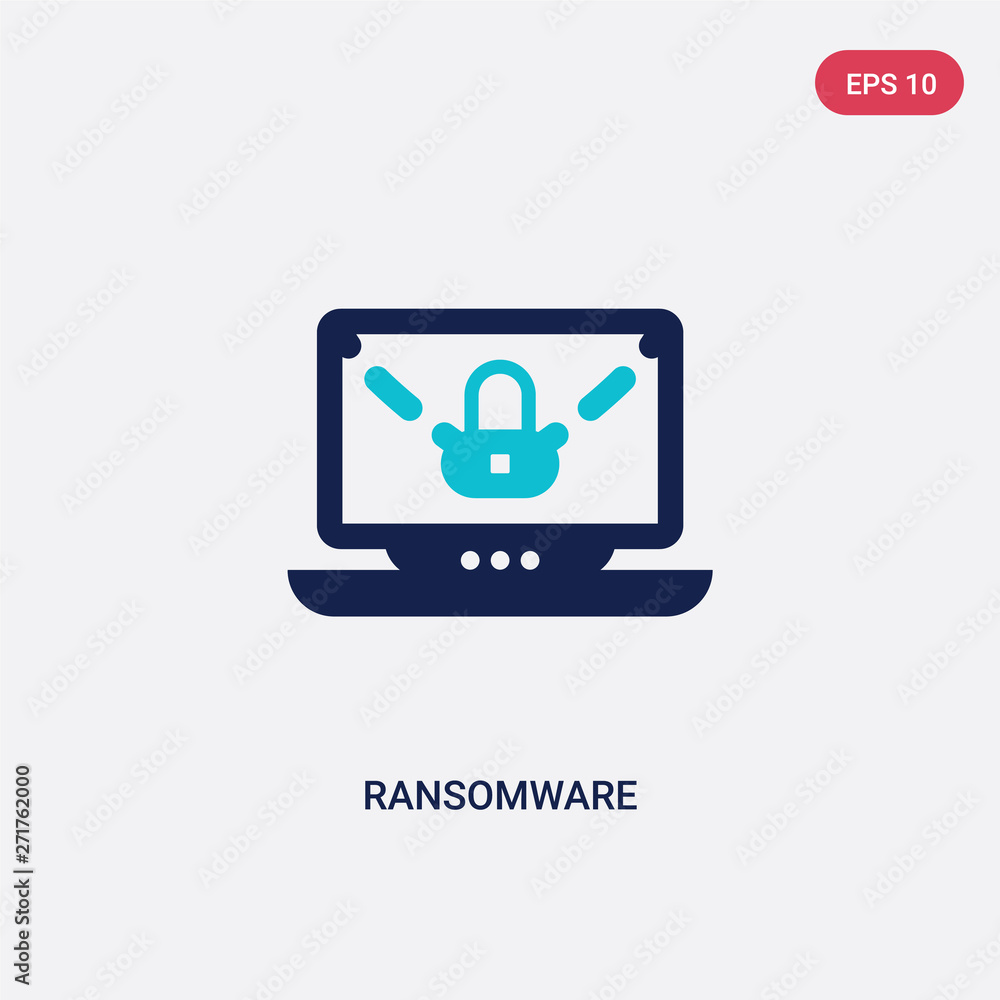 Poster two color ransomware vector icon from cyber concept. isolated blue ransomware vector sign symbol can