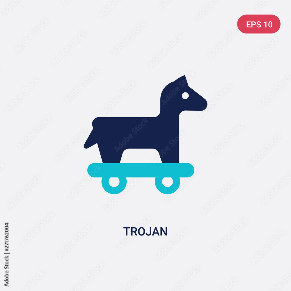 Poster two color trojan vector icon from cyber concept. isolated blue trojan vector sign symbol can be use 