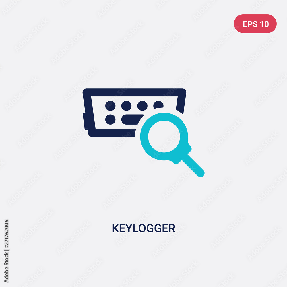 Poster two color keylogger vector icon from cyber concept. isolated blue keylogger vector sign symbol can b