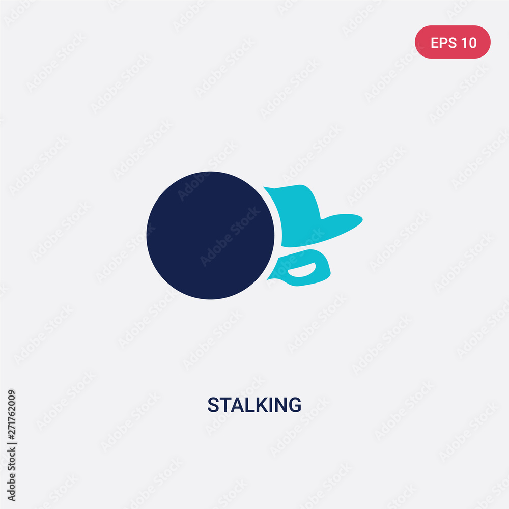 Poster two color stalking vector icon from cyber concept. isolated blue stalking vector sign symbol can be 