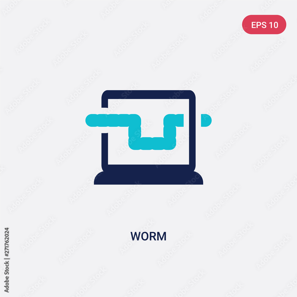Poster two color worm vector icon from cyber concept. isolated blue worm vector sign symbol can be use for 