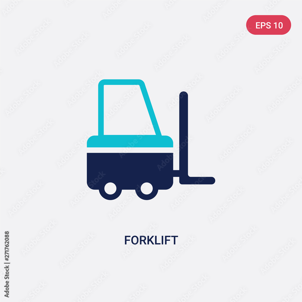 Poster two color forklift vector icon from delivery and logistic concept. isolated blue forklift vector sig