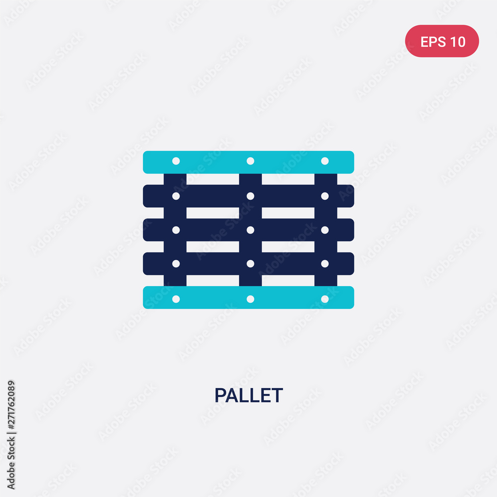 Poster two color pallet vector icon from delivery and logistic concept. isolated blue pallet vector sign sy